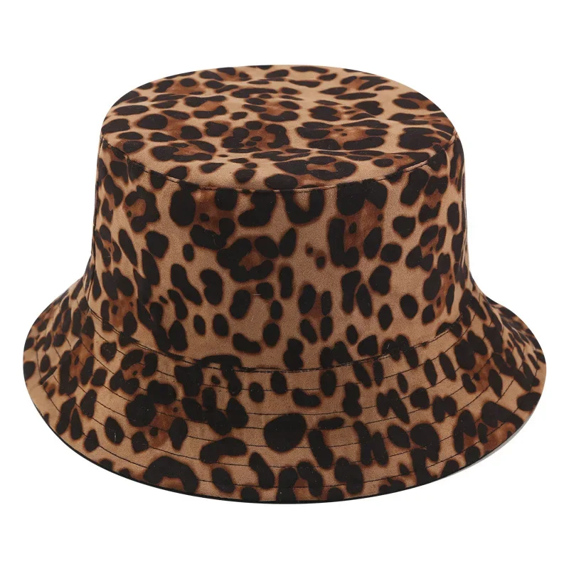 Bucket-Hat Leopard Print Hunting Cap Double Sided Trend Women Foldable Suncreen Basin Chapeau Men Ladies Fisherman Hat