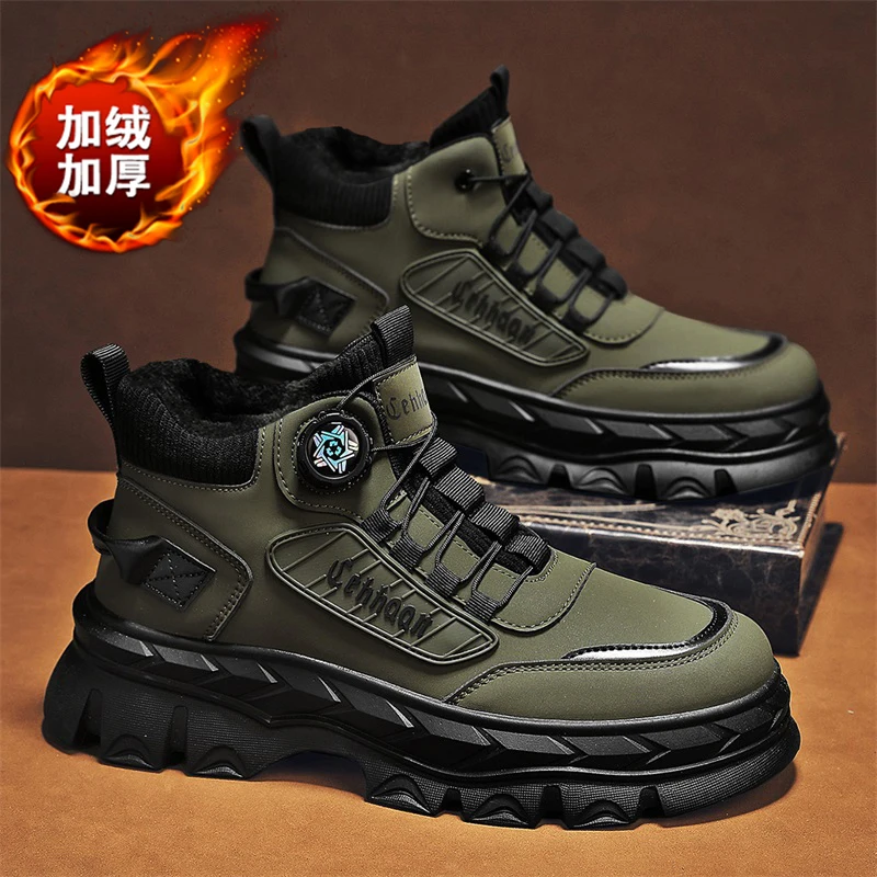 أحذية صفراء كبيرة على الطراز الأمريكي للرجال: أحذية عمل بنعل سميك للخريف، أحذية عمل بنعل ناعم من الجلد الطبيعي للرجال، R