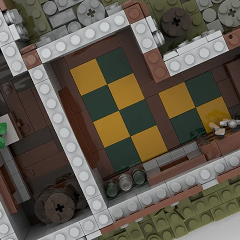 중세 모델 Moc 빌딩 벽돌 클래식 보병 기숙사 기술 모듈러 블록 선물 크리스마스 장난감 DIY 세트 조립