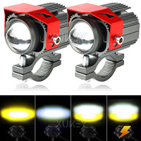 4Modes Auxiliary Led Lights For Motorcycle Headlight Fog Lights Lamp Front Additional Spotlights 12V-85V Dual Color White Amber