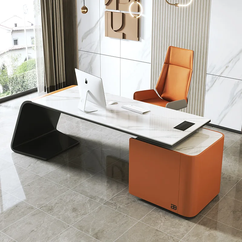 High-end Design Office Desk Italian Light Luxury Computer Office Desk Simple Creativity Furniture Mesa De Trabalho YS40CC