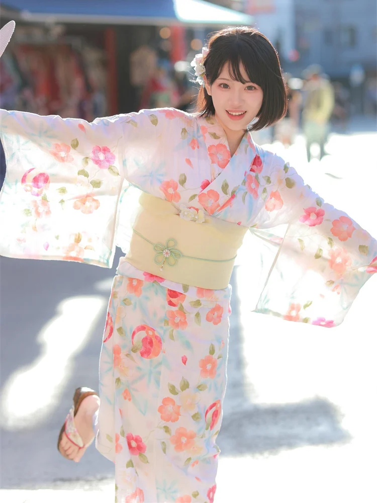 

Японский кимоно-халат в стиле ретро для фотосессий, традиционный костюм для молодых девушек, этническая мода, полиэстер