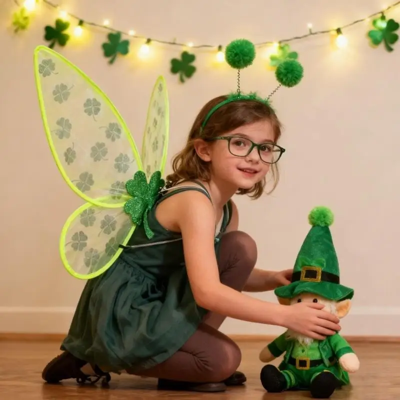 إكسسوار لعب الأدوار على شكل جناح البرسيم الديناميكي مع هيكل ارتداء آمن مثالي للمناسبات والعروض ذات الطابع الخاص 6XDA #4