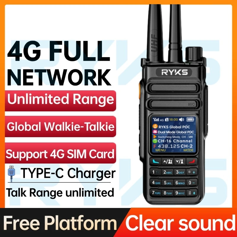 Global-Intercom 4G Poc en UHF Internet Tweerichtingsradio Simkaart Walkie Talkie Lange afstand 5000 km paar (geen kosten) Intercomplatform