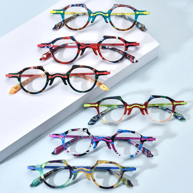 Ultra-small glasses Titanium acetate glasses frame Men and women personality optical glasses frame Make prescription glasses