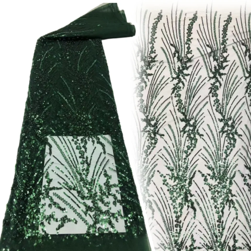 

Нигерийское вечернее кружево с блестками, африканские бусы, кружевная ткань, 2025 г., высокое качество, 5 ярдов, африканское французское тюлевое сетчатое кружевное платье, SZ1220