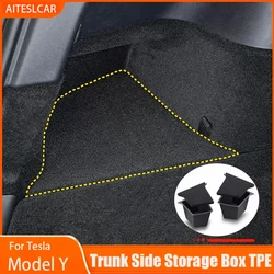 GDBCHZDM Car Trunk Side Storage Box For Tesla ModelY 2018-24 Hollow Cover Organizer Flocking Mat Partition Board Stowing Tidying