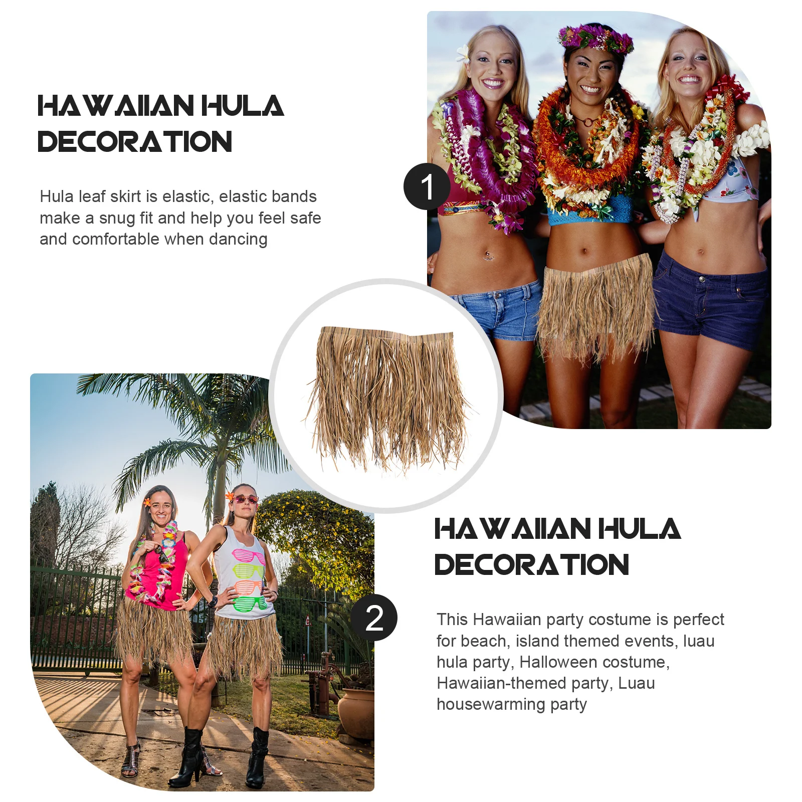 

1pc Hawaii Hula Skirt Brown Eco-Friendly Tassel Grass Dance Costume For Party Table Decor Luau Festival Stage Event