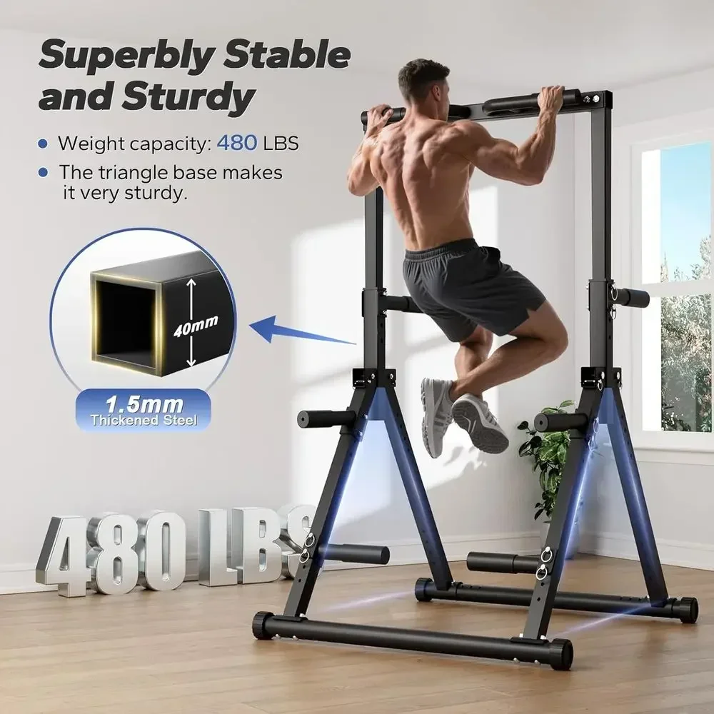 Adjustable Pull-Up Bar Station for Home Gym - Strength Training Equipment Supporting 480 LBS