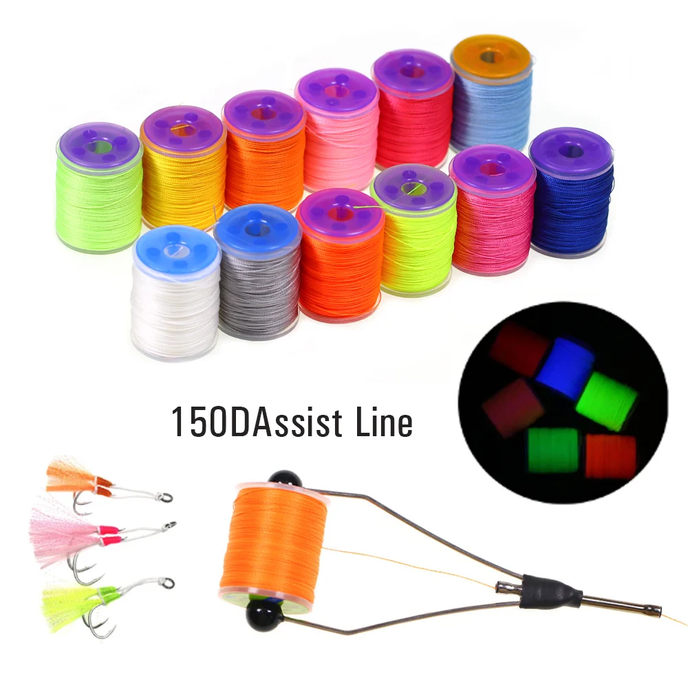 Linha de Pesca Luminosa 150D para Pesca Marítima DIY, Material Fluorescente para Montagem de Anzóis de Slow Jigging e Acessórios para Atado de Moscas
