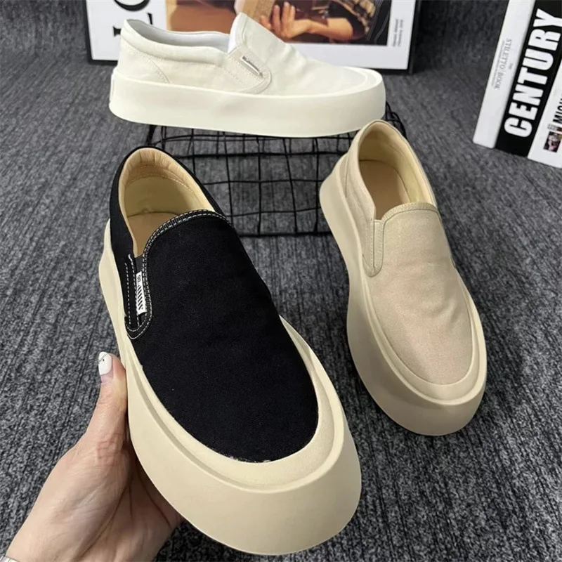 

2025 Men Casual Canvas Shoes New Handsome Ultra Light Thick Bottom Rubber Sneakers Men Lazy Versatile Breathable Shoes Summer