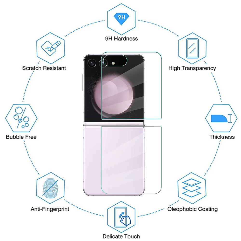 For Samsung Galaxy Z Flip 6 Tempered Glass Front Back Screen Protector for Galaxy ZFlip6 Full Cover Films Clear Protection