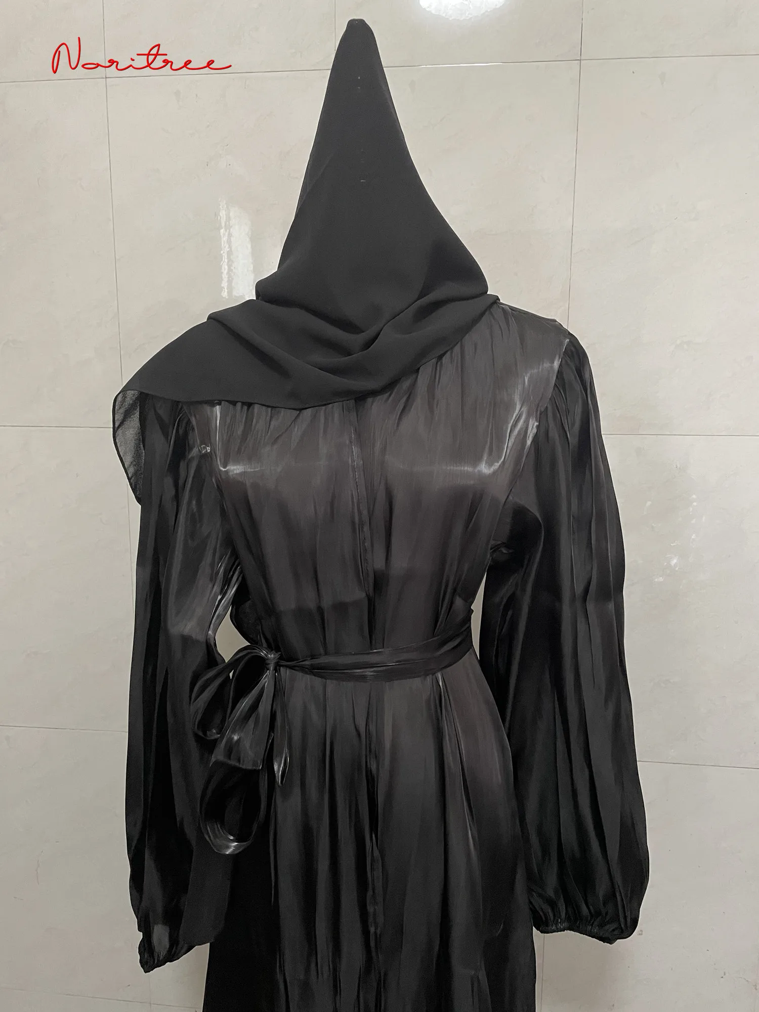 Eid Djellaba Abaya Dubai Shiny Soft Cuff Sleeves Muslim Dress Silky Kimono Dubai Turkey Muslim Dress Islam Abayas With Belt WY56