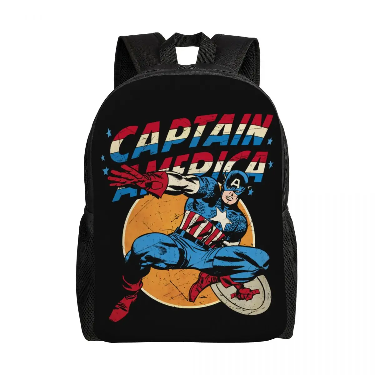 Custom Captain America Vintage Backpack for Boys Girls School College Travel Bags Men Women Bookbag Fits 15 Inch Laptop