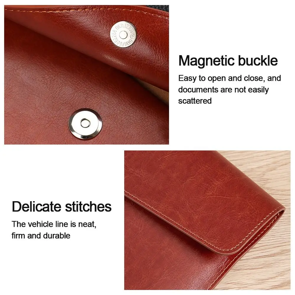 Capacity Document Organiser School Office Supplies Stationery Dustproof Briefcase File Bag Document Bag Leather File Folder