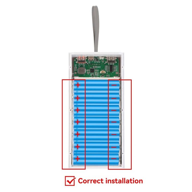 22.5W DIY Powers Bank Box With Fast Charging And LCD Display Removable Mobile Power Box For 28X18650 Battery Outer Case