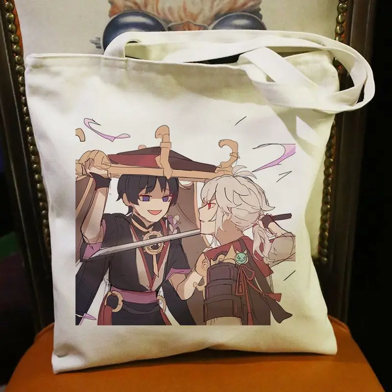 Scaramouche Merch Wanderer Of Genshin Impact Canvas Anime Cartoon Print Bag Gift Handbag Ani