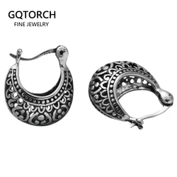 Orecchini in argento sterling 925 garantiti per le donne Gioielleria raffinata a forma di cesto vintage dal design cavo