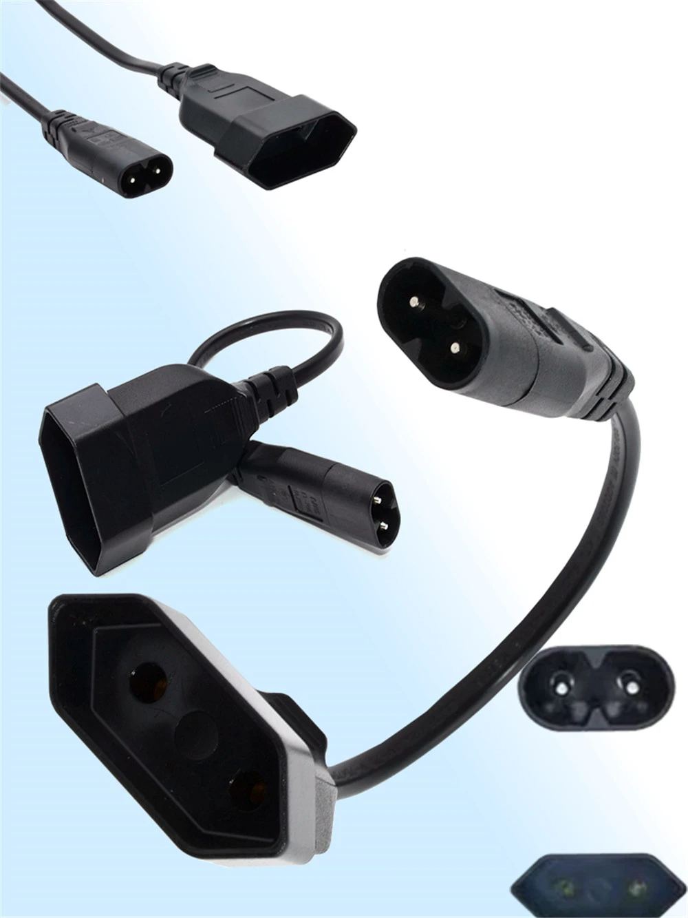 1PCS IEC320 C8 Male to Europe Schoko CEE7/16 Outlet Female socket Power Extension Cable For PDU UPS 25cm 2.5A 0.75MM power cable