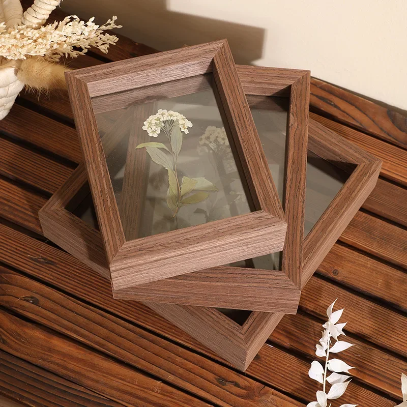 Double-Sided Transparent Glass Frame Creative Décor for Plants, Leaves, and Papercuts Versatile Picture Frame Artwork Display