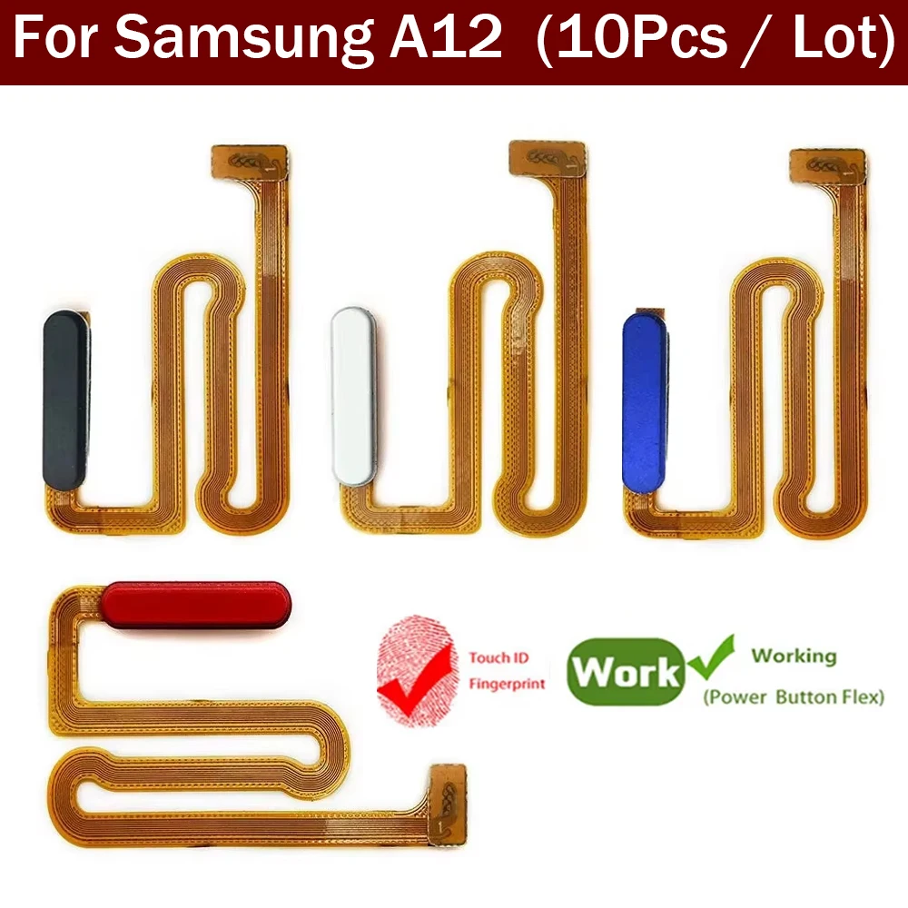 

10Pcs, Fingerprint Home Button Power On Off Side Button Key Flex Cable For Samsung A12 A125F Replacement Parts