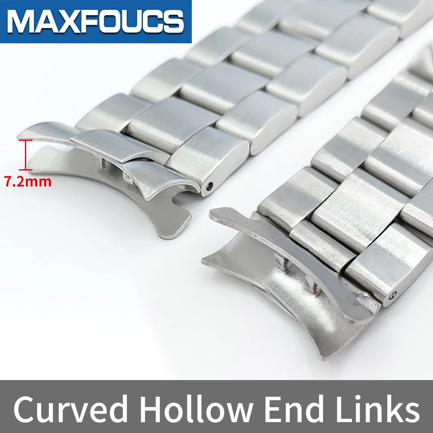 22mm Uhrenarmband für SKX007 Taucheruhr, Edelstahl, gebürstet, gebogen, mit massiven/hohlen Endgliedern, Uhrenband-Zubehör – Detail 2