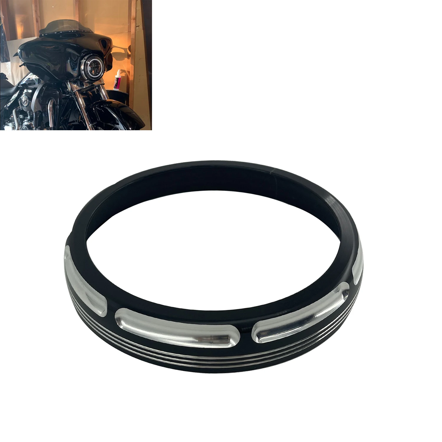 

7'' Black Headlight Headlamp Trim Ring Bezel For Harley Touring Street Glide Road King Electra Tri Glide FLHR FLHX FLTXR