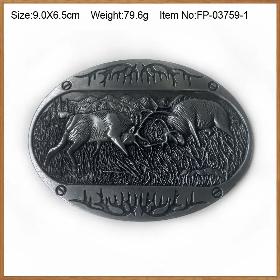 Reindeer Belt Buckle Buck Fighting 4cm Width