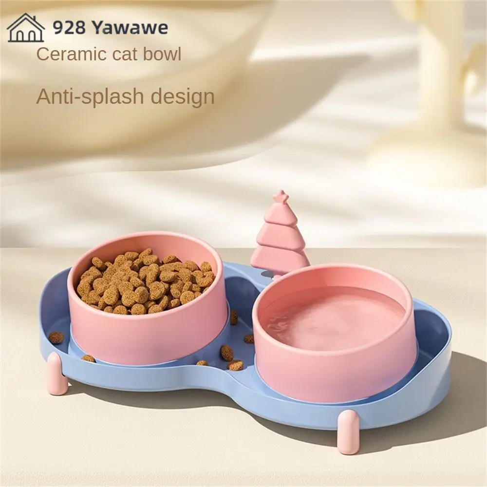 

Dog Food Basin Tilt Design Leak-proof Anti-knock Pet Supplies Pet Cat Bowl Elevated Pet Feeder Pet Double Bowls Cat Rice Basin