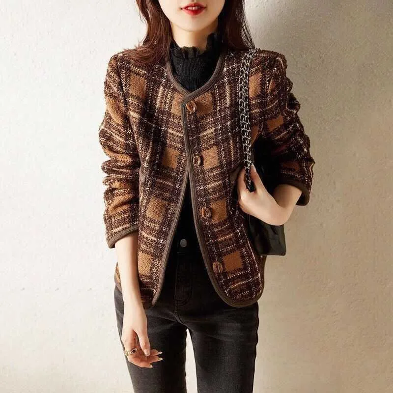 

Deep Autumn Collection Matching Full Set Brown Irregular Fringe Socialite Style Jacket Skirt 2024 New Model Women Vintage Suit