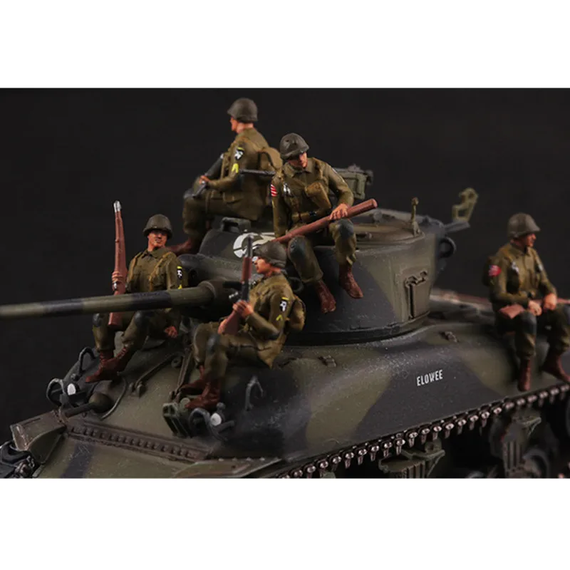 1/72 Scale Model American 5pcs Tank Armor Soldiers 5 Soldiers Action Figure Toy DIY Scene Accessory Doll Collection Gift Display