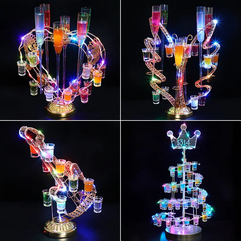 

Bar night KTV luminous wine rack saxophone bullet cup holder creative cocktail cup holder luminous cup holder