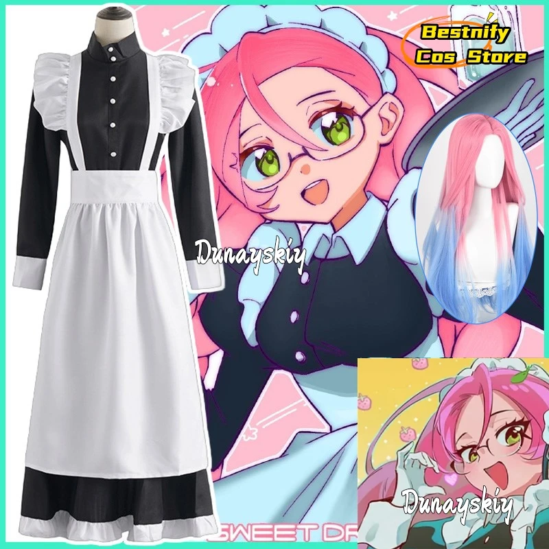 

CosplayAnime Alien Stage Cosplay Mizi Costume Black White Maid Dress Lolita Wigs For Halloween Christmas Women Role Play Custom