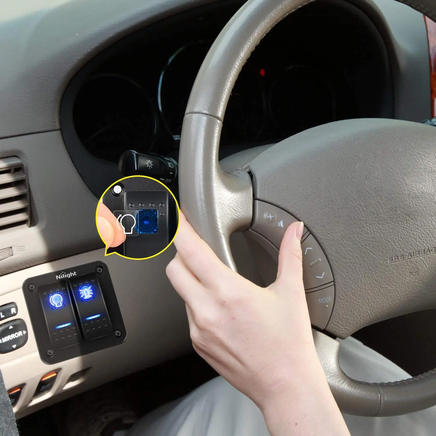 แผงสวิตช์โยก 2 ช่อง 5 ขา สวิตช์เปิด-ปิดแบบมีสายสำเร็จรูป สำหรับรถยนต์ 12V/24V เรือเดินทะเล รถเอทีวี รถพ่วง