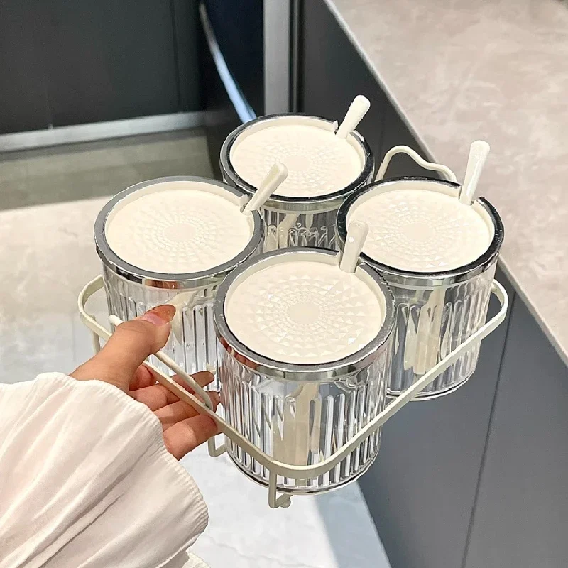 Cream Wind Seasoning Jar Set Kitchen Household Seasoning Box Combination Set Light Luxury High Value Seasoning Storage Box
