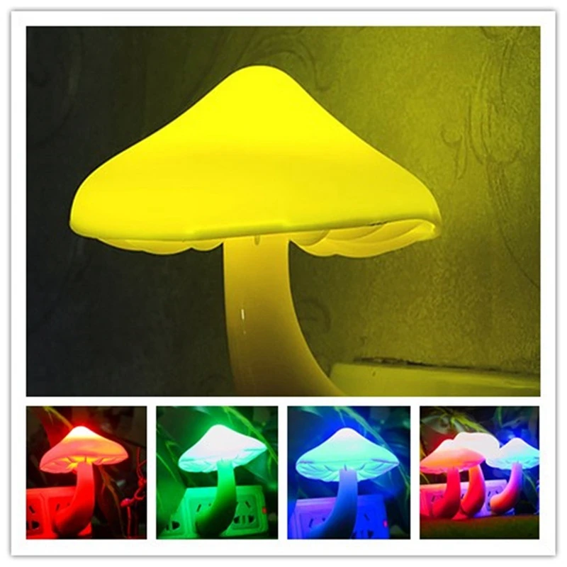 Mini Cute Mushroom Night Lights Plug In Lamp 7Color For Kids Bedroom Night Light US Plug