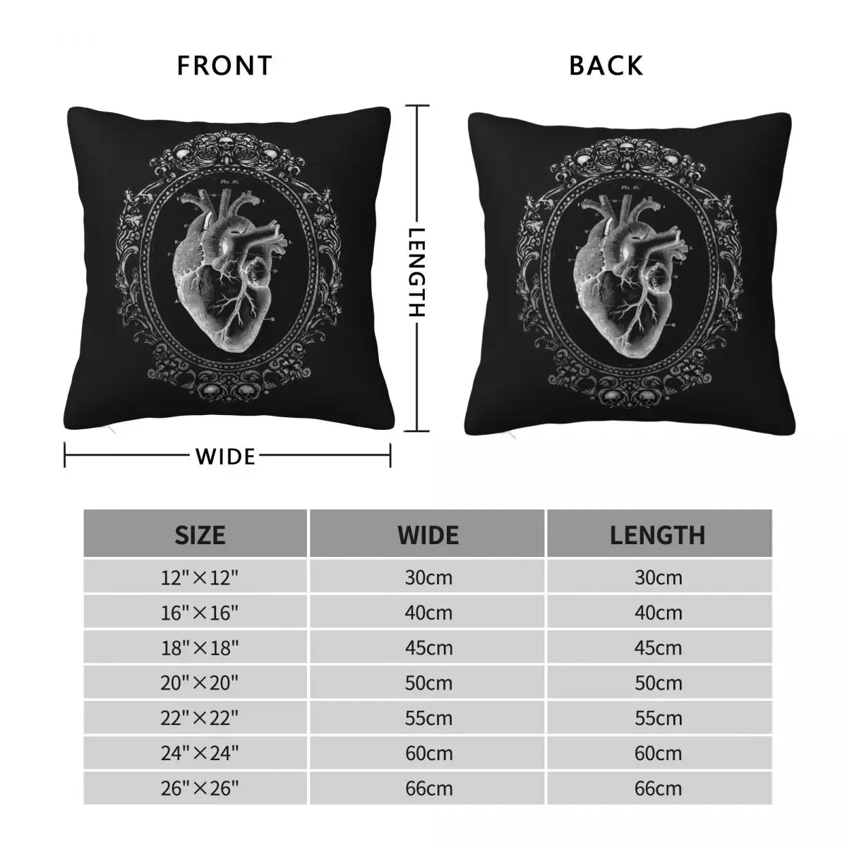 Anatomical Heart In Frame Pillowcase Polyester Linen Velvet Pattern Zip Decor Pillow Case Home Cushion Cover 45x45