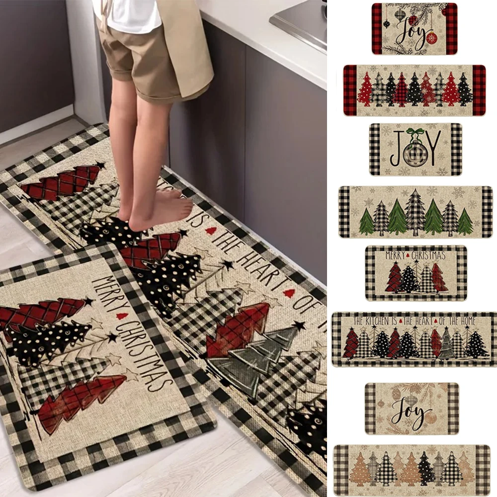 

1pc Santa Claus Kitchen Mats Kitchen Rug Absorbent Non-slip Floor Mat Long Carpet for Living Room Bathroom Mat Bedroom Decor Rug