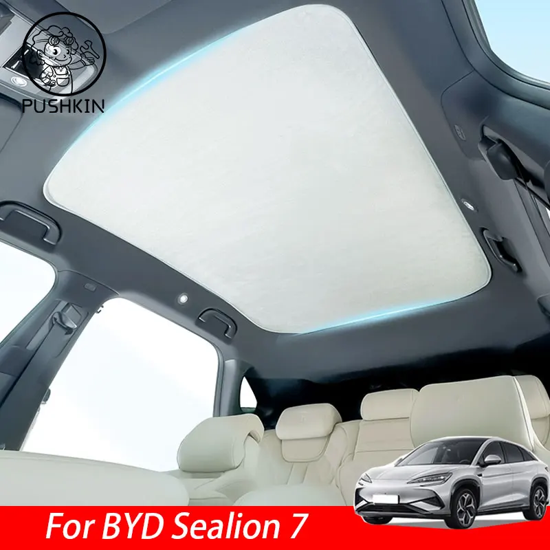 

Car Sunroof Insulation Roof Visor For BYD Sealion 7 EV 2024 2025Sun Protection Electrostatic Adsorption Sky Curtain Sunshade