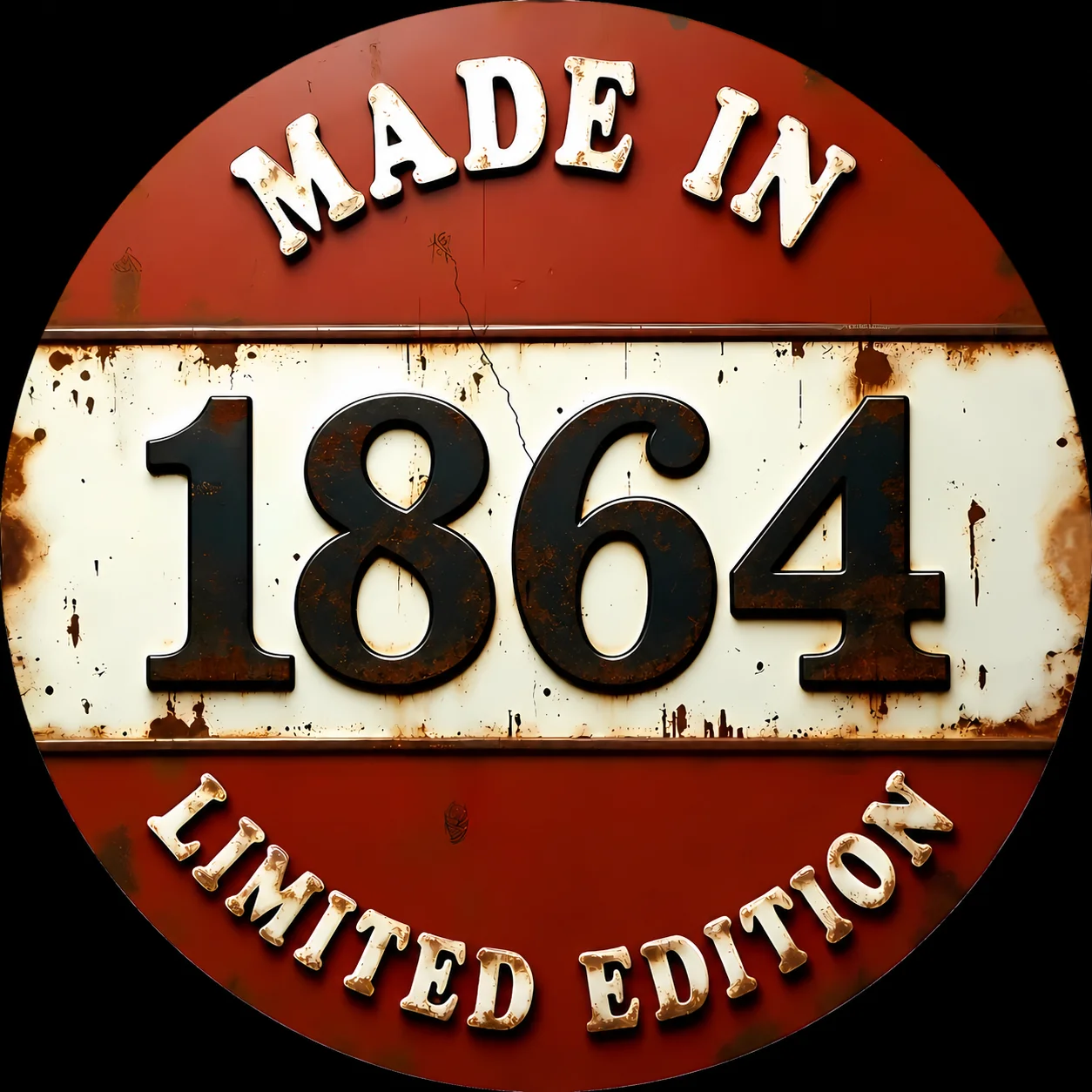 Retro Round Metal Signs Collection Made In 1860‑1869 Vintage Limited Edition Wall Art for Cafe Garage Decoration