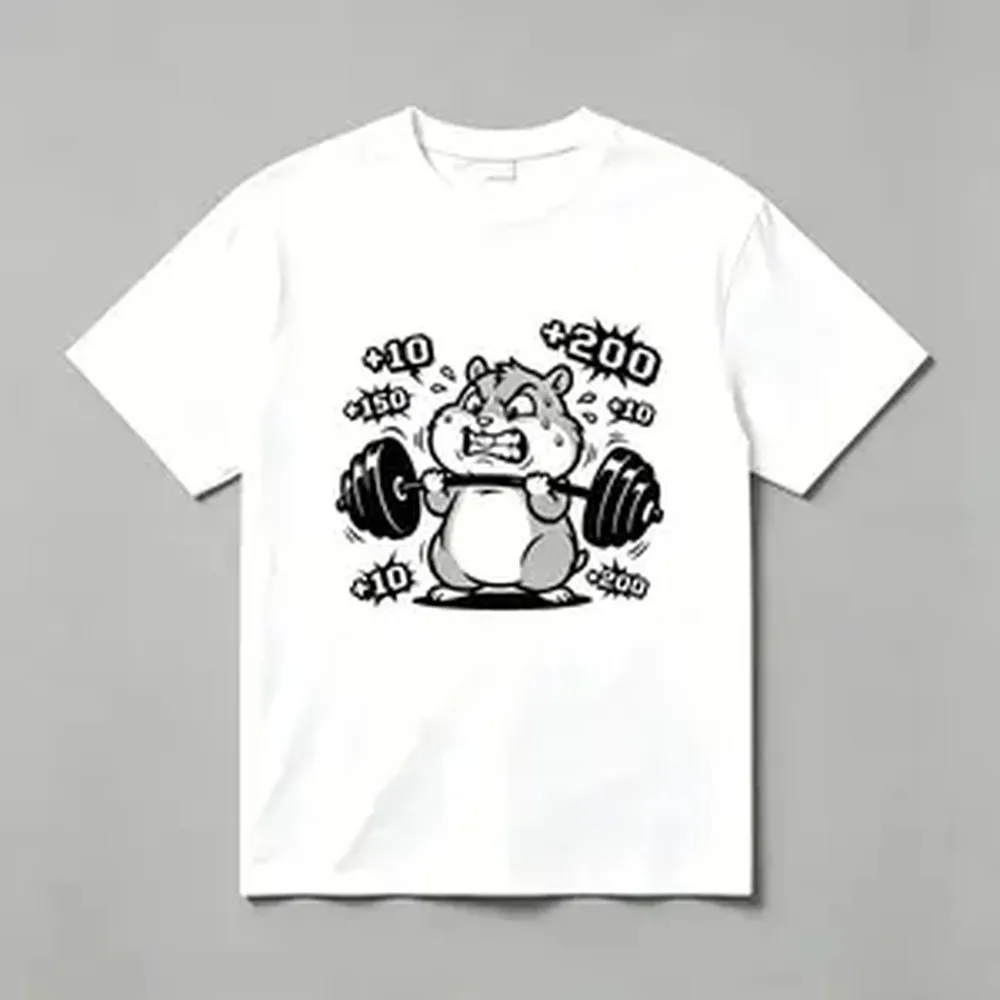 Men's casual graphic T-shirt, eye-catching hamster print with number decorations. Breathable crew neck, fashionable summer street style, machine washable Comfortable and versatile daily fashion T-shirt. Bold print design, regular fit, pure cotton material