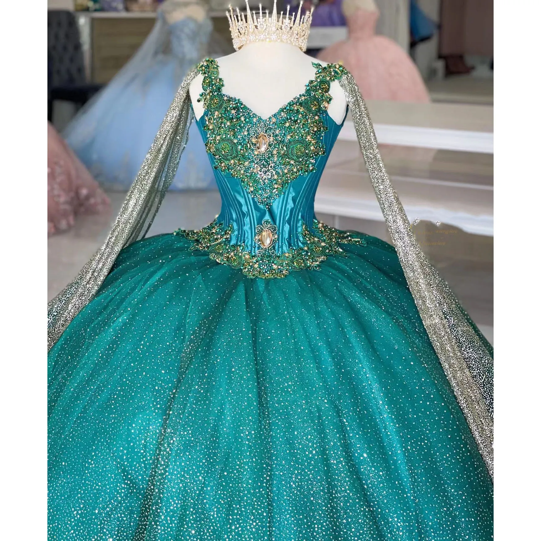 Novo verde de luxo quinceanera vestidos 2022 para doce 15 meninas miçangas cristal espartilho vestidos princesa festa aniversário vestido baile