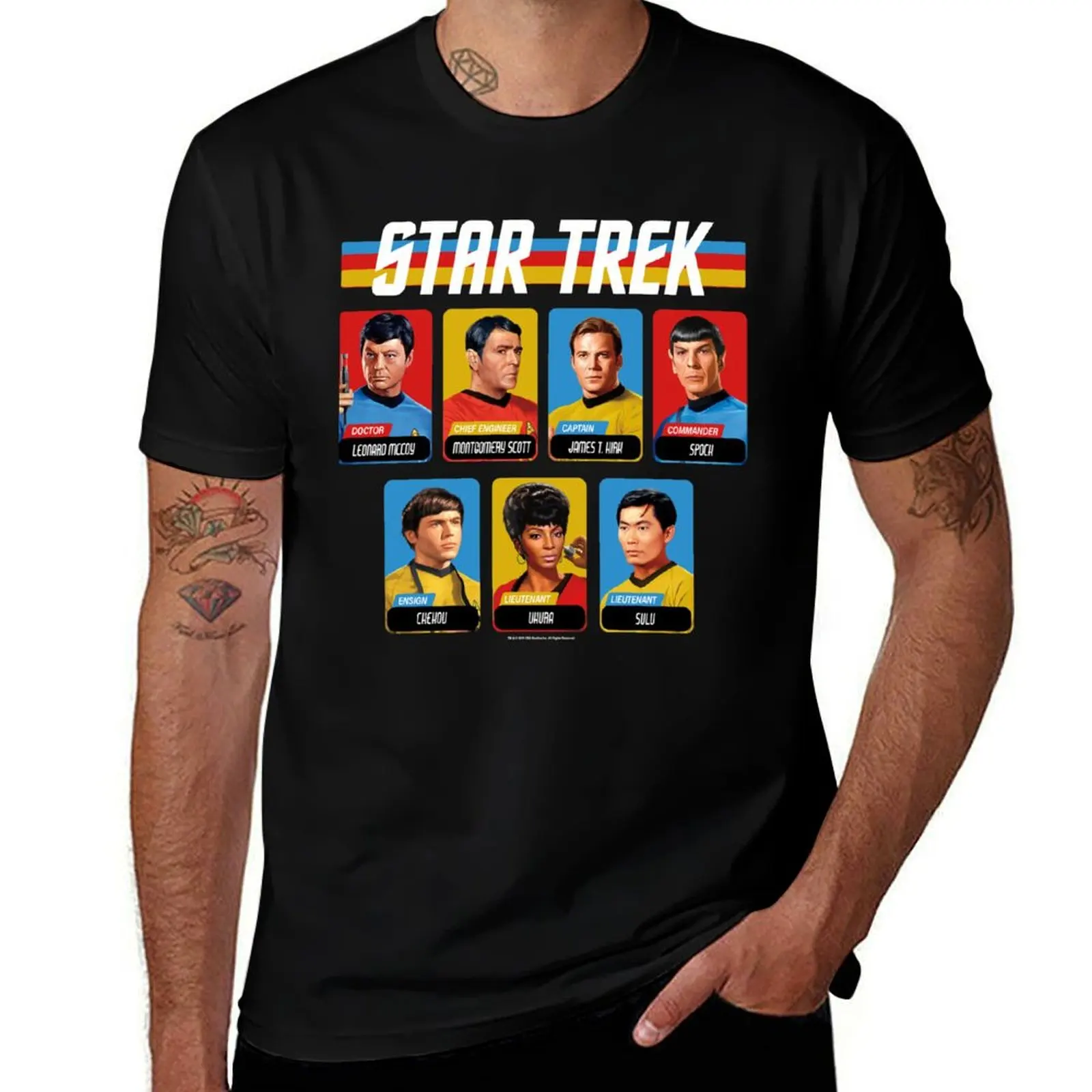

Star Trek Original Series Retro Full Color Crew Portrait Panels T-Shirt Big Size Simple T-Shirt