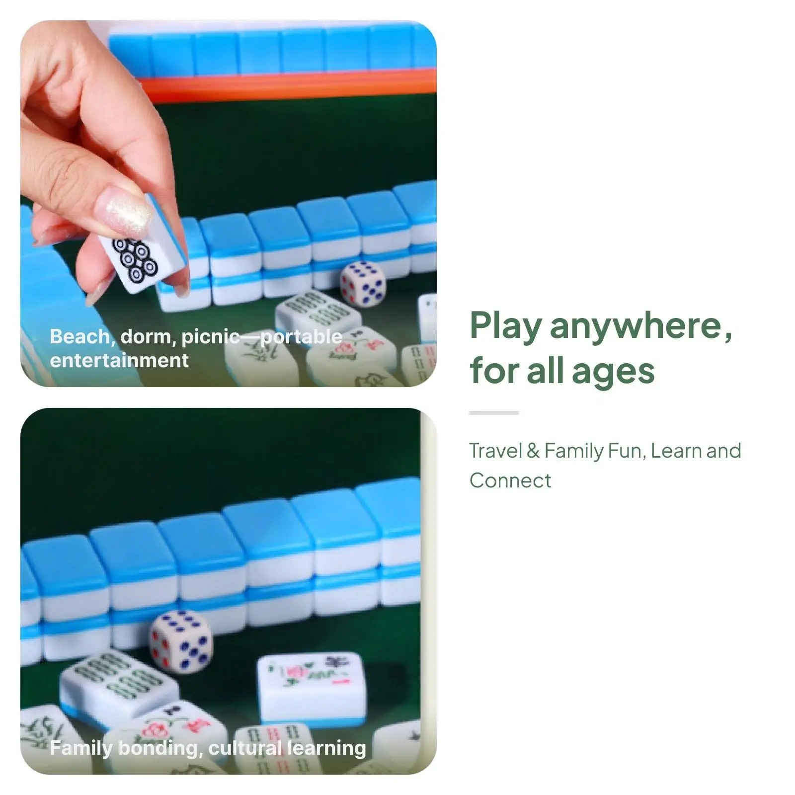 

Travel Mini Mahjong Set Portable Chinese Mahjong Toy Set Boys and Girls Kids
