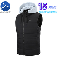 15 Areas Self Heating Vest USB Smart Rechargeable Heated Jacket Winter Men Women Thermal Underwear Hooded Vests Hiking Snow Coat