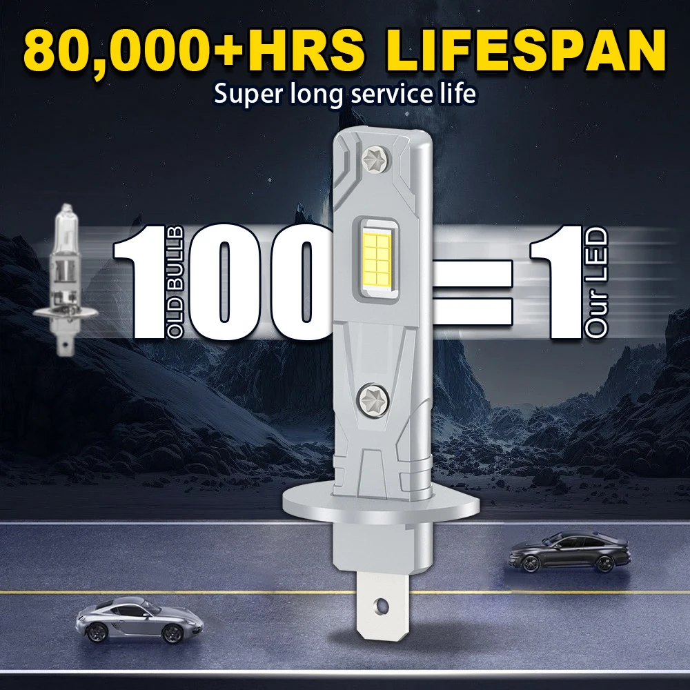 Fari LED H1 30000LM 6000K 300W H7 H4 9005 9006 H11 H8 HB3 HB4 Luce automatica a fascio alto e basso 1: 1 Mini 12V senza ventola + 900% luminoso