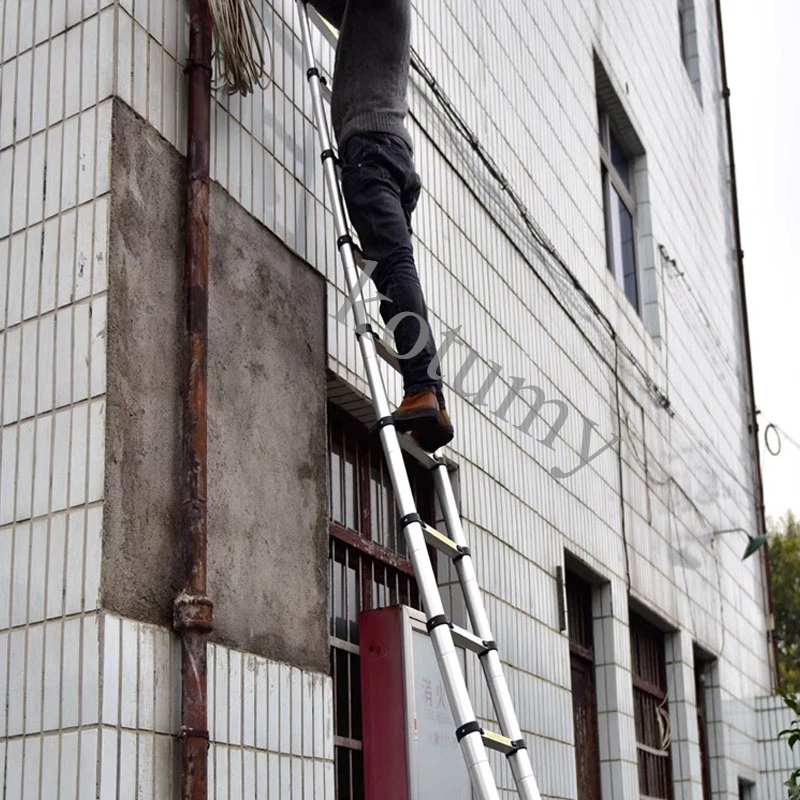 Escalera telescópica portátil para el hogar, escalera plegable de aluminio grueso para ingeniería al aire libre