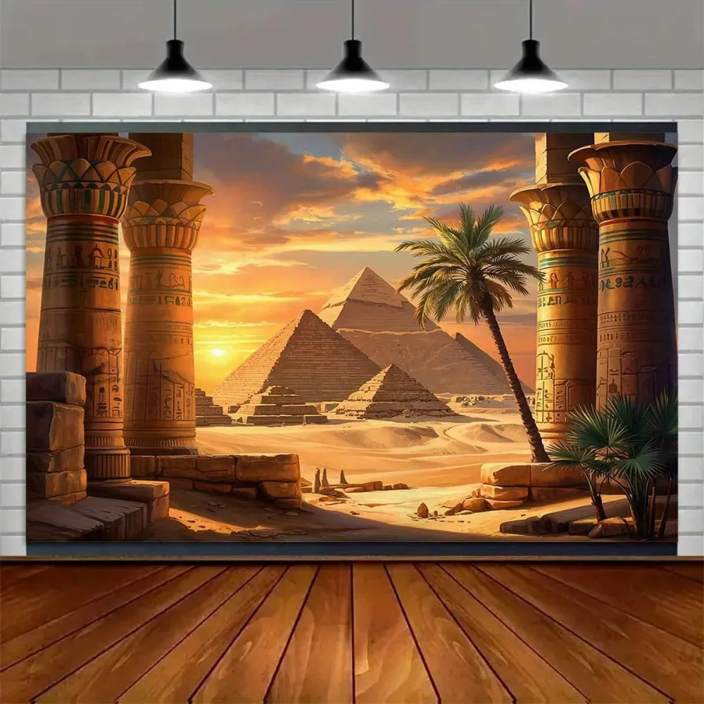 Altägyptische Säulen, Wüstenspyramide, Sonnenuntergang-Thema, Dekorationshintergrund, Erwachsener Geburtstag, Heimdekoration, Fotografie-Hintergrund – Detail 2