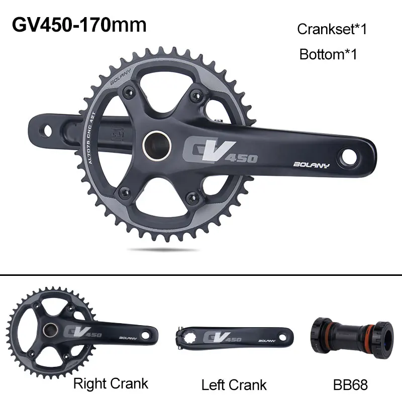 Bolany Rundloch Kies Fahrrad Kurbel garnitur 10/11 Geschwindigkeit 170 Einzel kettenring Hohl integrierte Kurbel 42t mit Boden