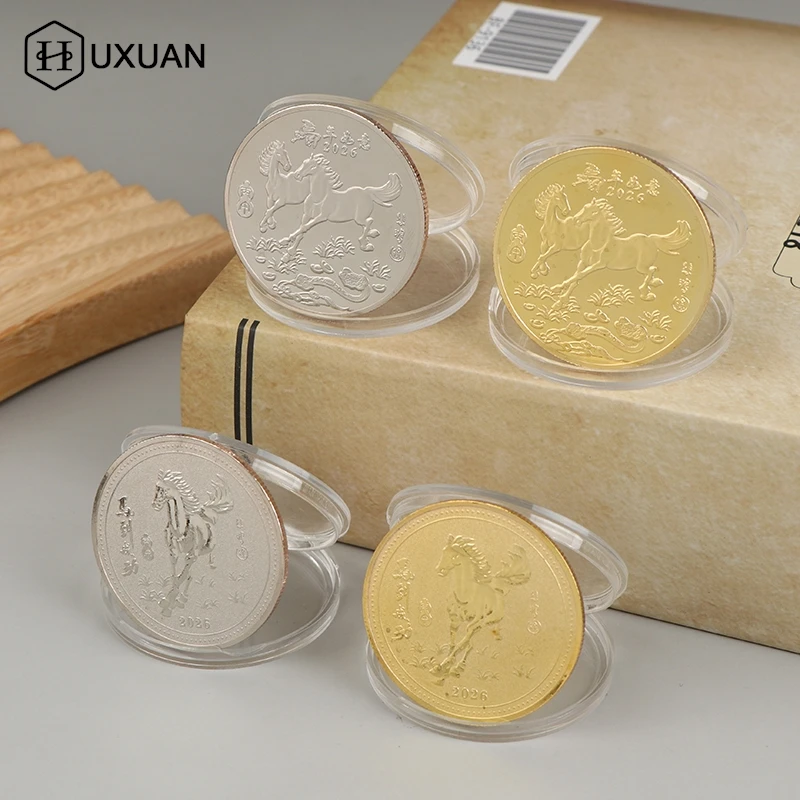 2026 Year Of The Horse Chinese Lucky Souvenir Coin Iron Crafts 40MM Zodiac Horse Commemorative Medal Event Gift